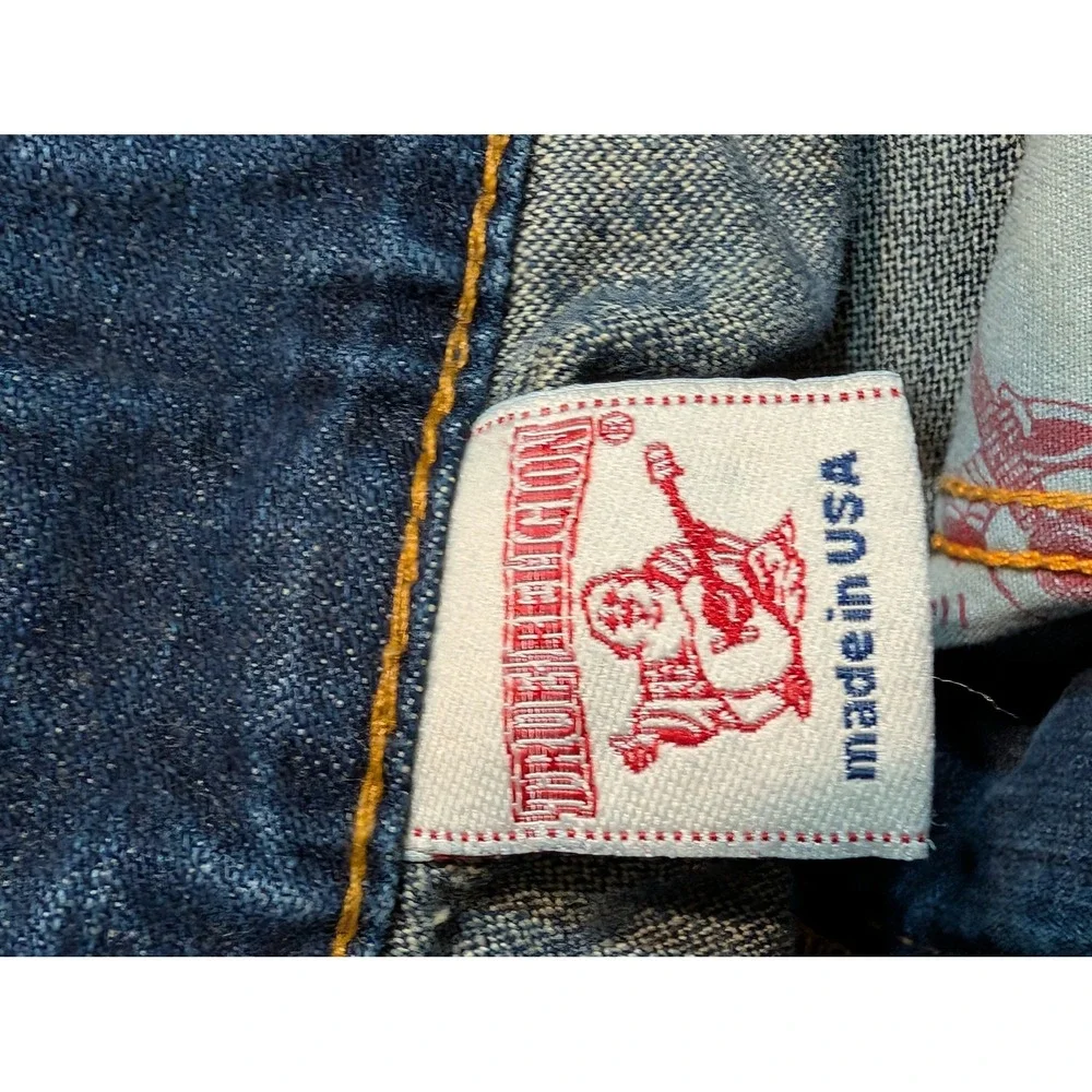 True Religion Adam Big T Blue Jeans Medium Wash Contrast Stitch USA Made 30x26